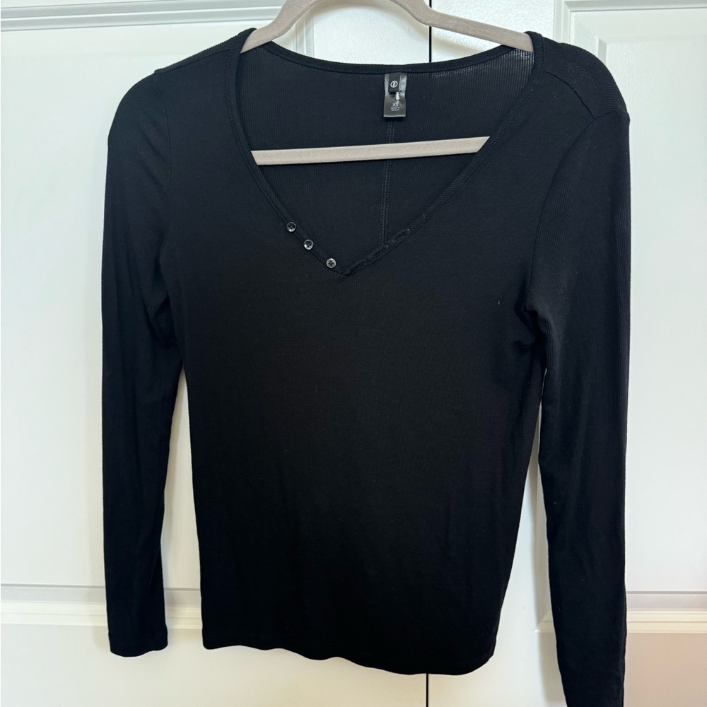 Ag Adriano Goldschmied Black Fitted 3/4 Sleeve Blouse